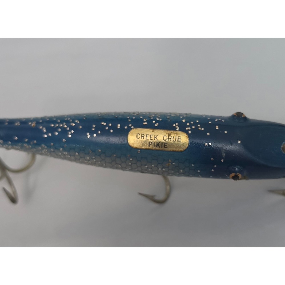 Vintage Wood Creek Chub Pikie Deep Diver Blue Flash Silver Sparkle Top Screw - Picture 3 of 9